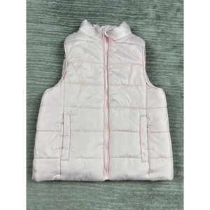 Birch‎ & Stone Puffer Vest Girls Size 10 Pink Faux Fur Sherpa Lined Quilted Zip